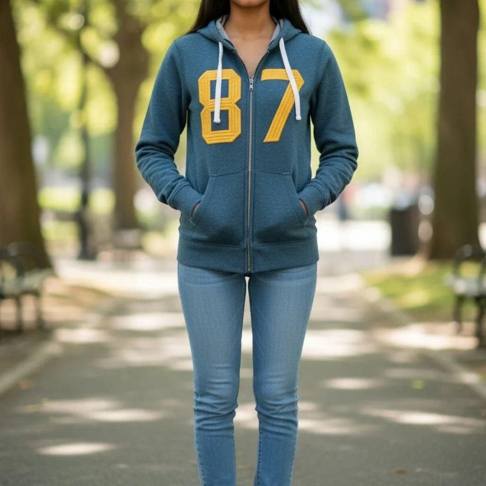 Aeropostale Teal and Yellow Zip-Up - Picture 2 of 4